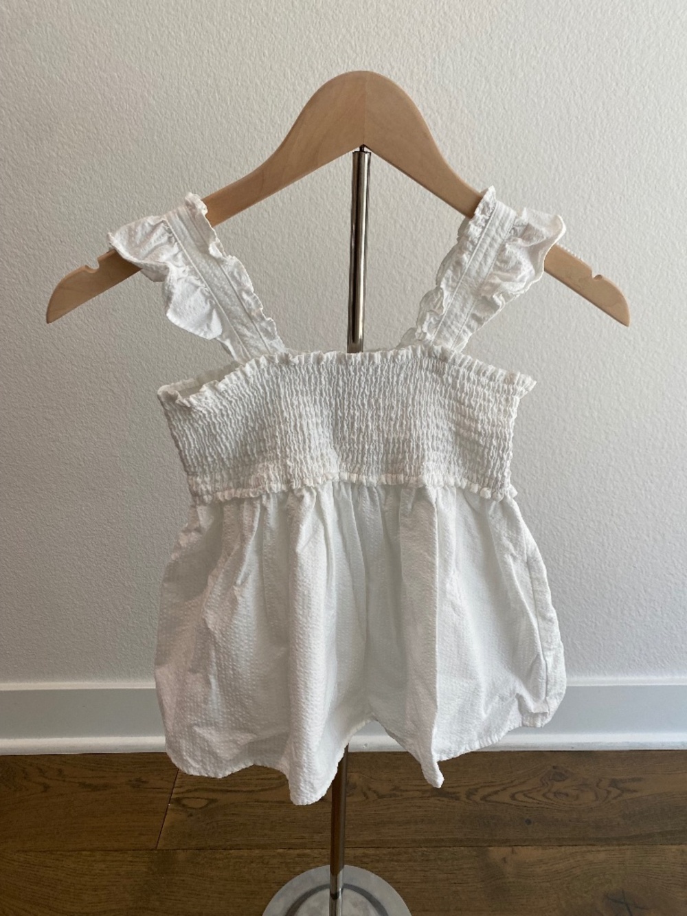Janie and Jack white smocked top - EUC